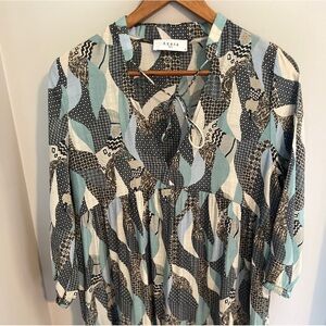 Axara Paris Patterned Blue and Black Dress S